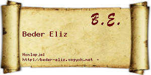 Beder Eliz névjegykártya